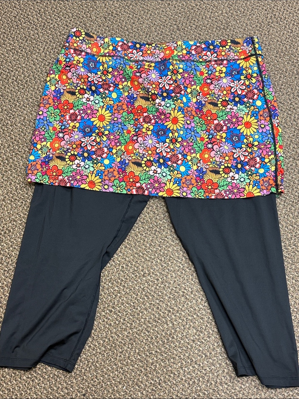 Kimmery 2XL Floral Skort Capri Leggings (one piece) Golf Tennis Athletic Skirt